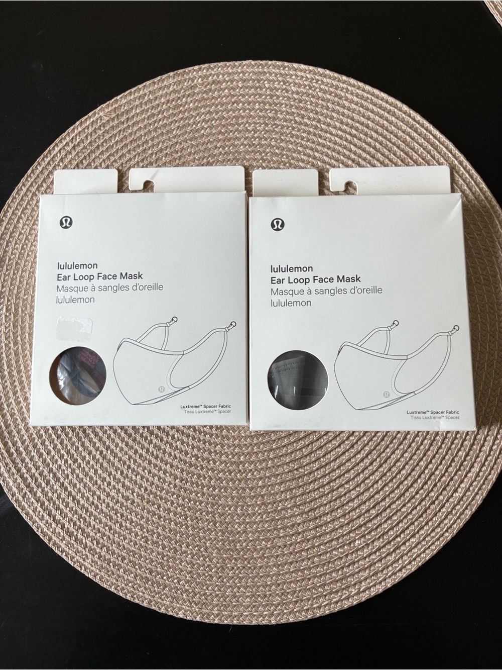 Lululemon Ear Loop Face Mask - Black and Maroon (2)